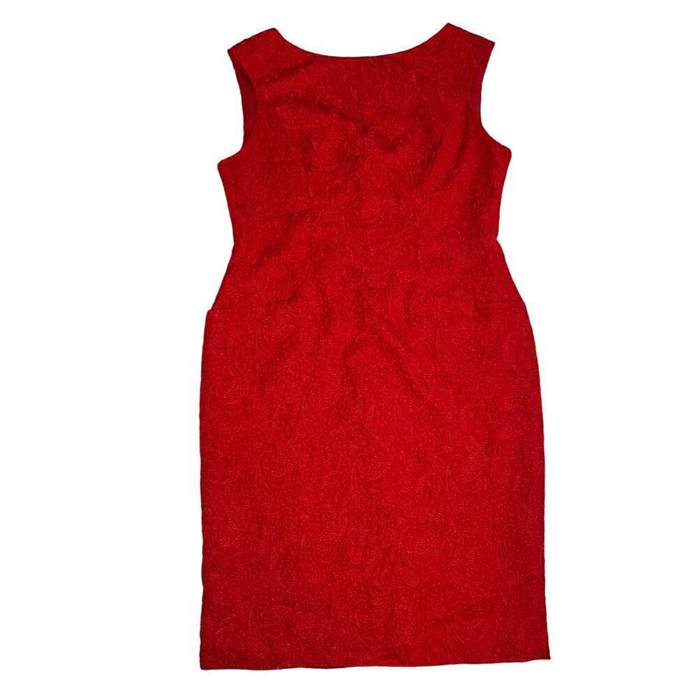 Evan Picone Red Crepe Sleeveless Sheath Dress Pockets Cocktail Wedding Size 14